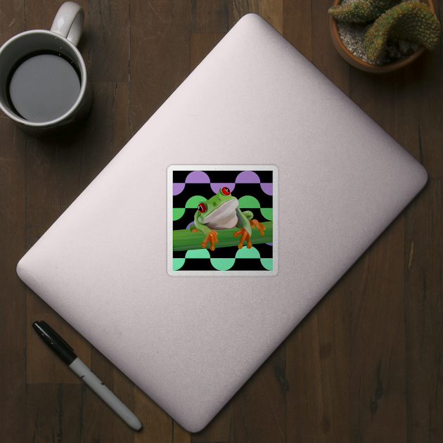 Tree frog Purple And Green Semi Circle Background by Suneldesigns